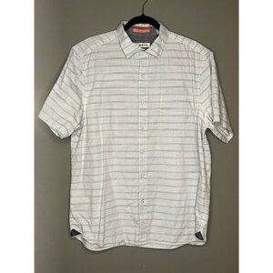 Tommy Bahama Men's Large Striped Island Button-Up Collared SS Shirt Marlin